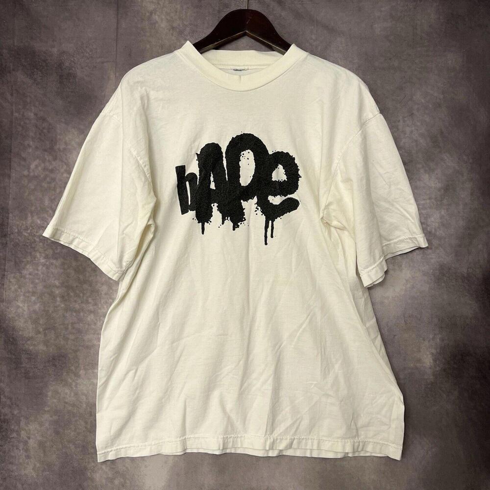 Vintage‎ A Bathing Ape Bape Graffiti Men’s XL White T-Shirt Rare
